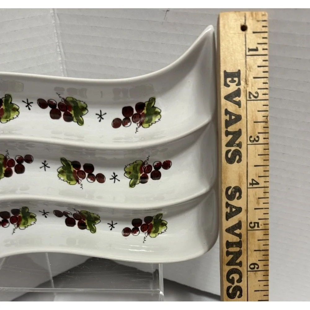 California Pantry Olive/Pickle Ceramic Serving Dish Divided Snack Appetizer 6x8